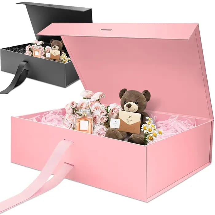 Coffret cadeau à fermeture magnétique rose/noir