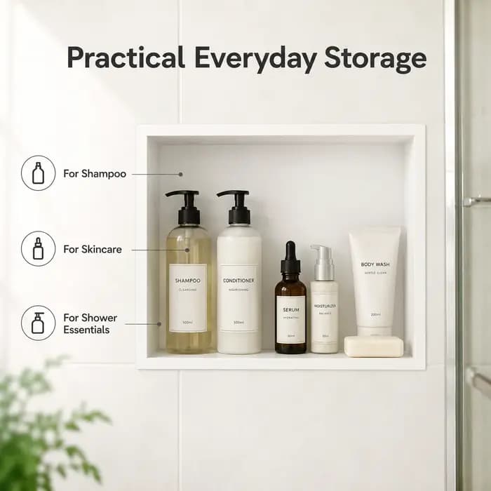 Niche de douche en acier inoxydable blanc mat 12 x 12 x 4 pouces