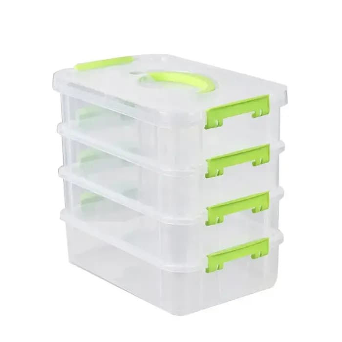 Boîte de rangement en plastique transparent à 4 couches
