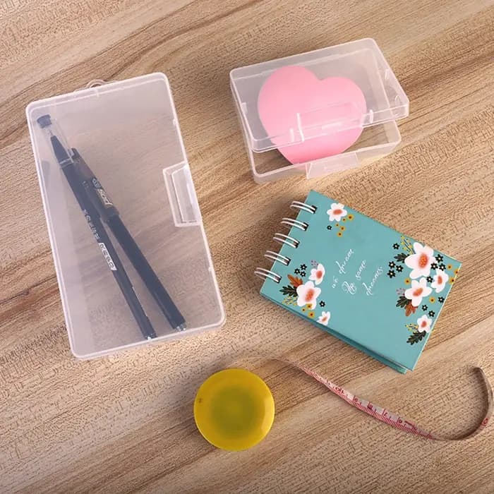 Boîte de rangement rectangulaire transparente en plastique