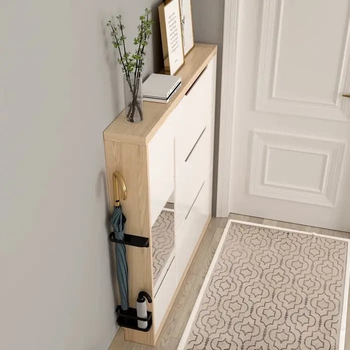 Meuble à chaussures d'extérieur en bois blanc, style ferme, pour entrée, organisateur de chaussures moderne, mobilier de maison