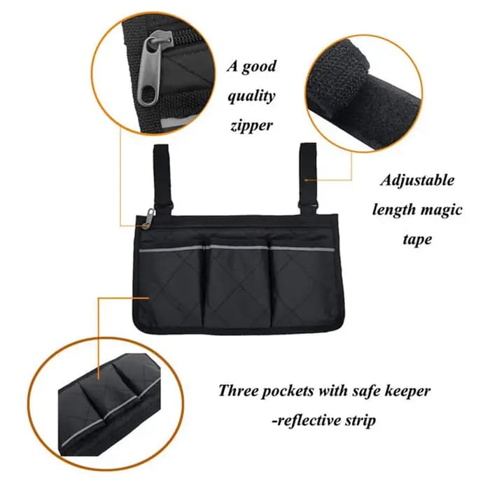 Sac de rangement latéral pour fauteuil roulant, avec plusieurs poches, organisateur pour fournitures médicales, accessoires, Solution de rangement compacte