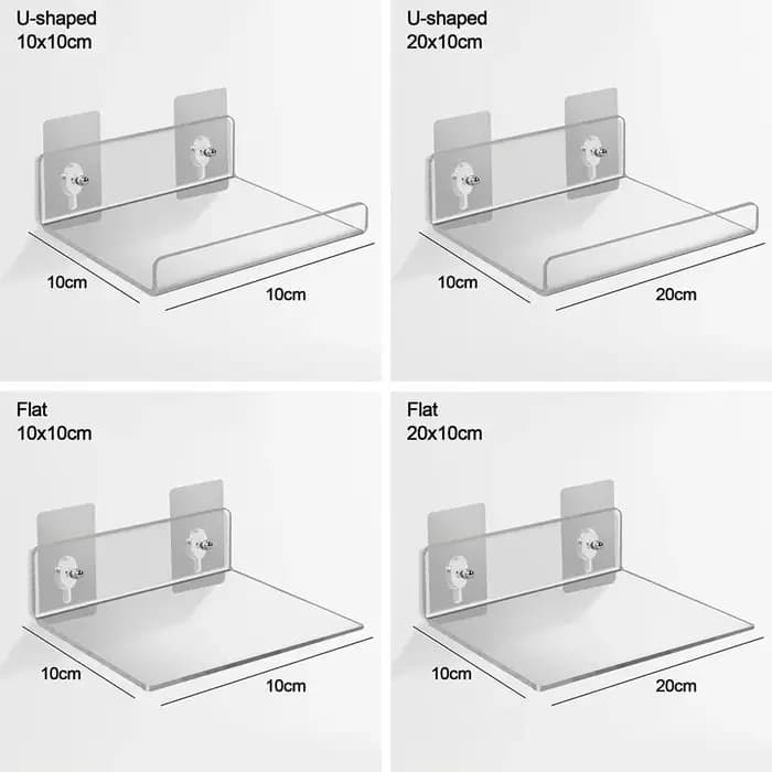 Étagère murale transparente pour salle de bain