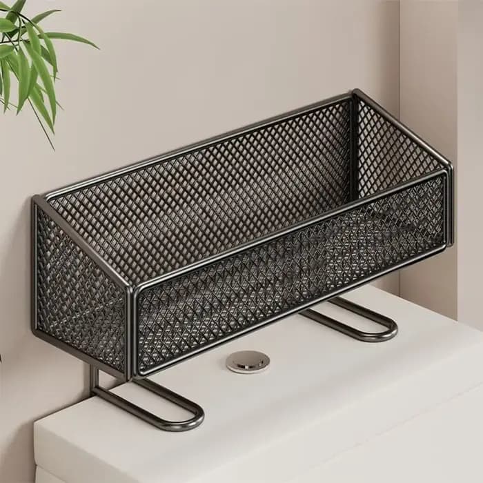 Étagère de toilette multifonctionnelle en fer noir blanc