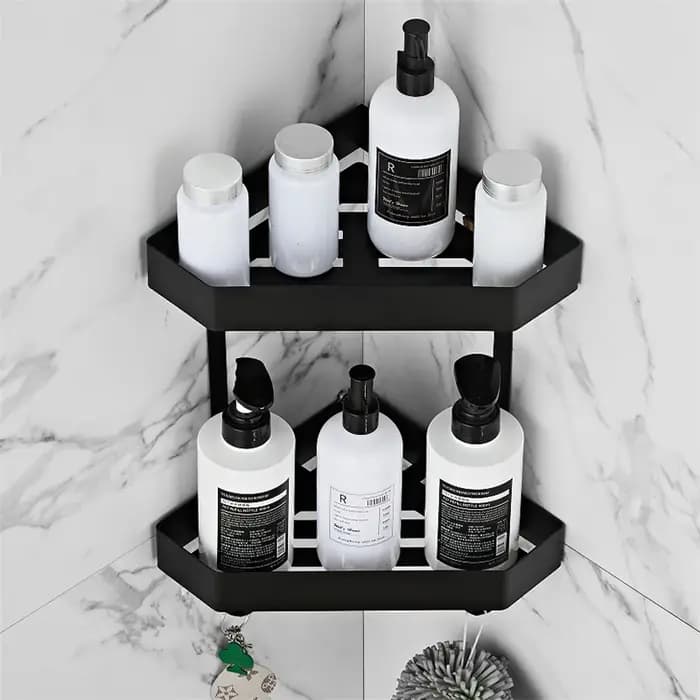 Étagère murale grise pour salle de bain et douche