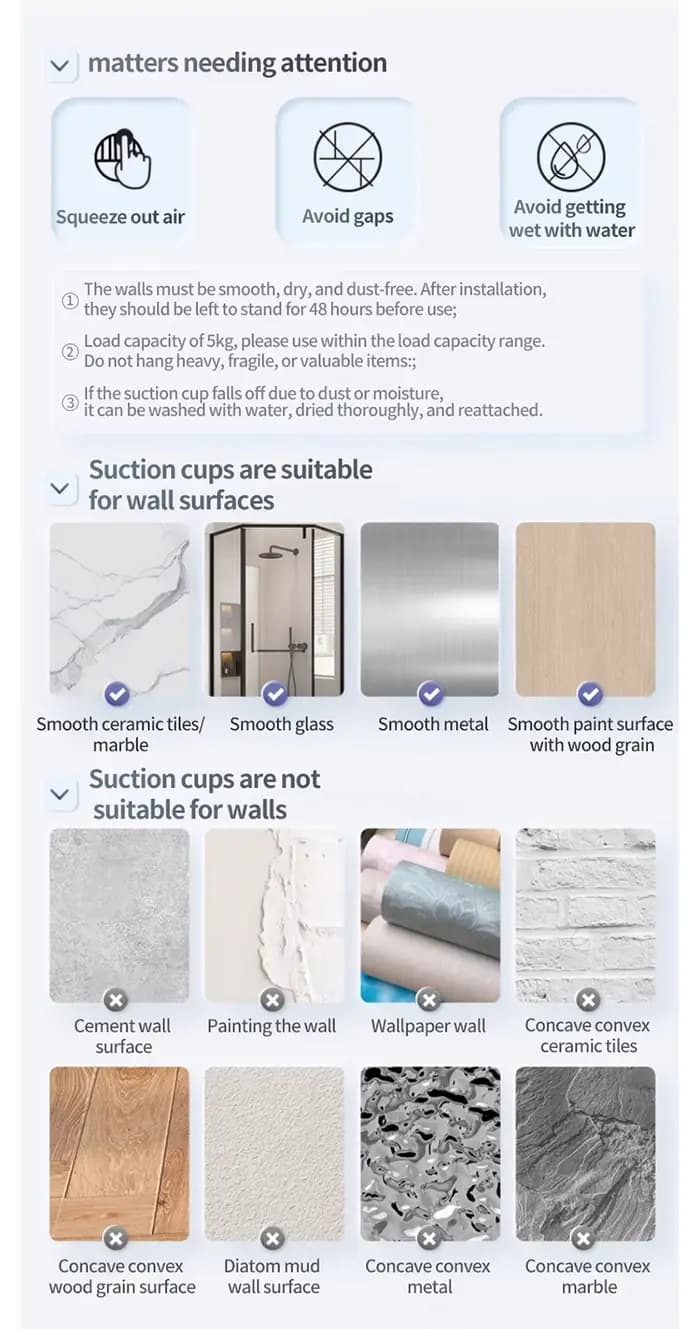 Support de salle de bain à ventouse sans perceuse