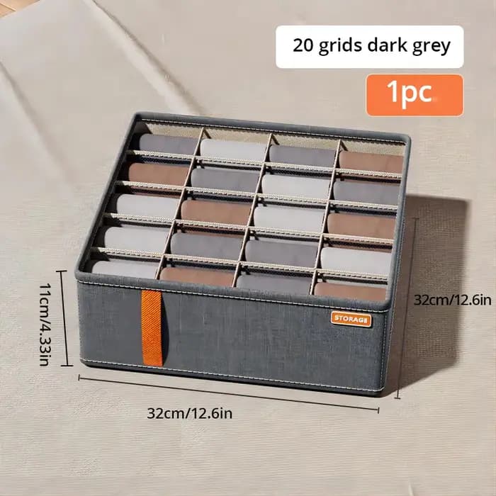 1pc gris foncé sous-vêtements boîte de rangement chaussettes sous-vêtements rangement tiroir Divisio