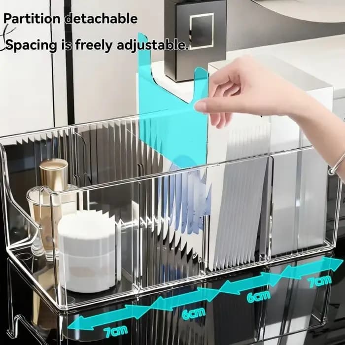 Boîte de rangement de bureau en acrylique transparent, 1 pièce, boîte de rangement rectangulaire à 4 compartiments pour cosmétiques, boîte de rangement simple