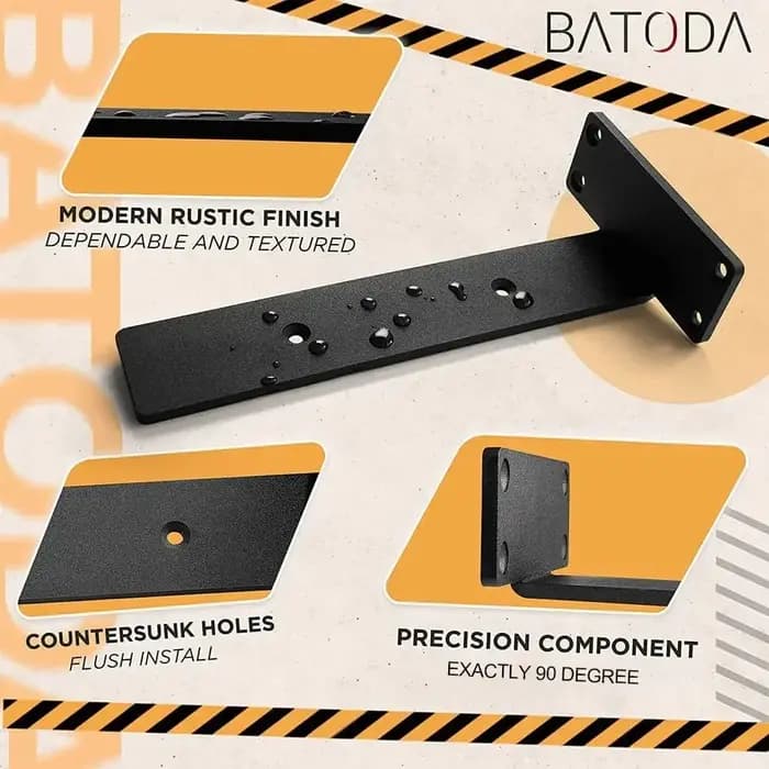 Étagère flottante robuste 2 pièces supports accessoires métal noir enduit Support d'étagère murale montage mural
