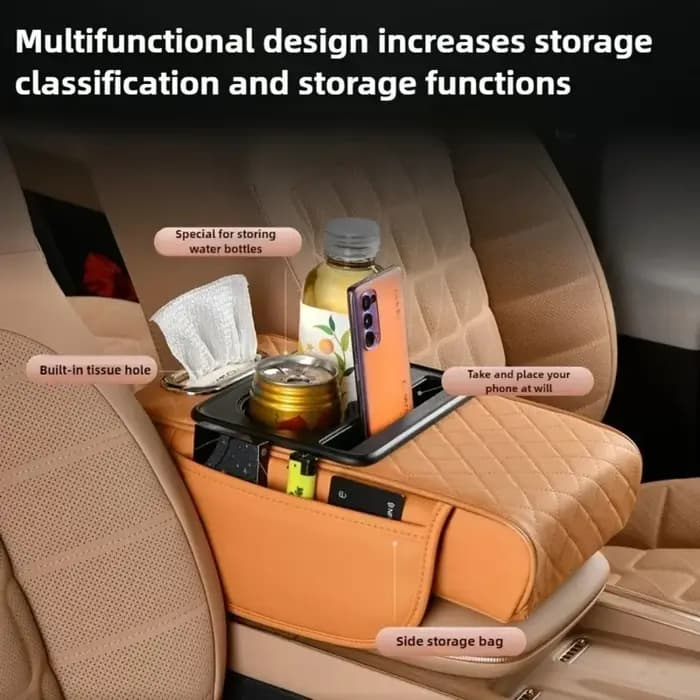 Tapis de console centrale de voiture avec boîte de rangement intégrée