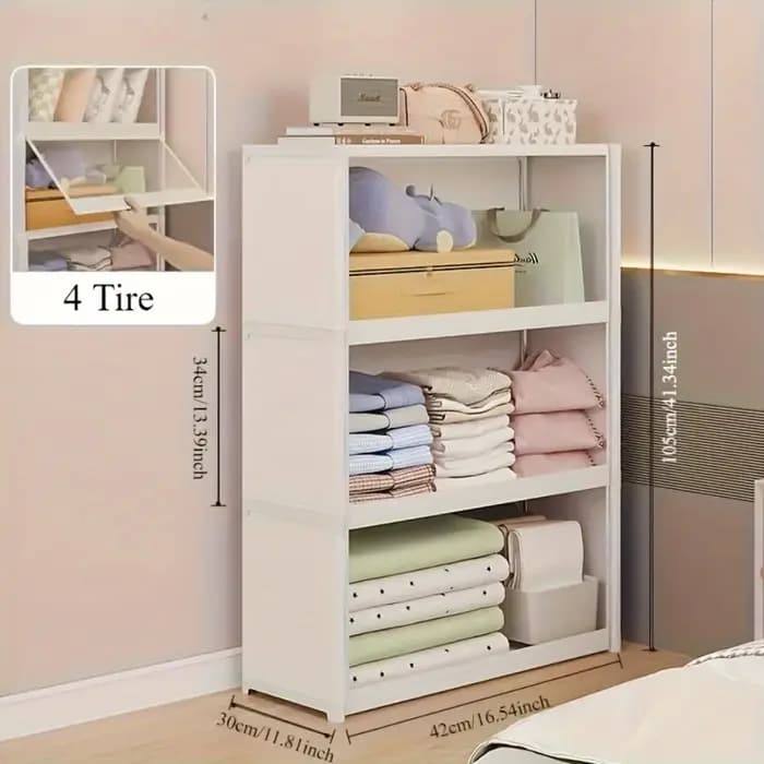 Grande armoire de rangement en plastique transparent à 5 niveaux – Organisateur anti-poussière avec