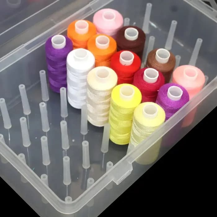  Boîte de rangement de fil à coudre 42 bobines, boîte de rangement de fil à coudre Portable en plastique transparent de grande capacité pour fournitures de broderie