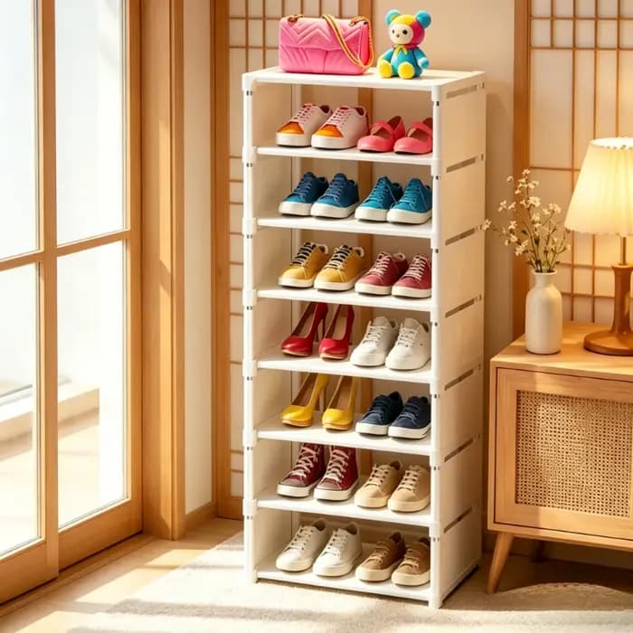 Étagère à chaussures blanche à 8 niveaux