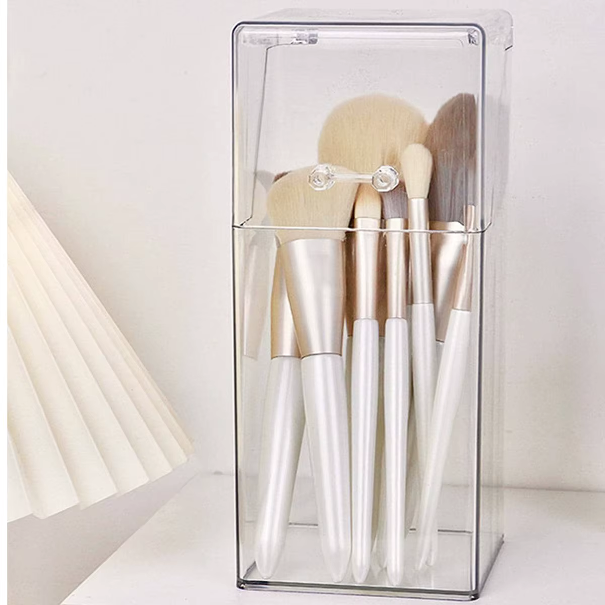Boîte de rangement pour pinceaux de maquillage, support de rangement multifonctionnel simple et tran