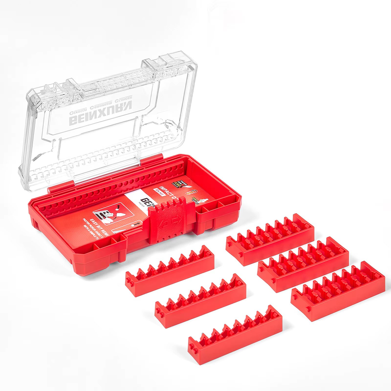 Geinxurn 1 boîte de rangement en plastique rouge avec 3 bandes de séparation longues et 3 courtes – 