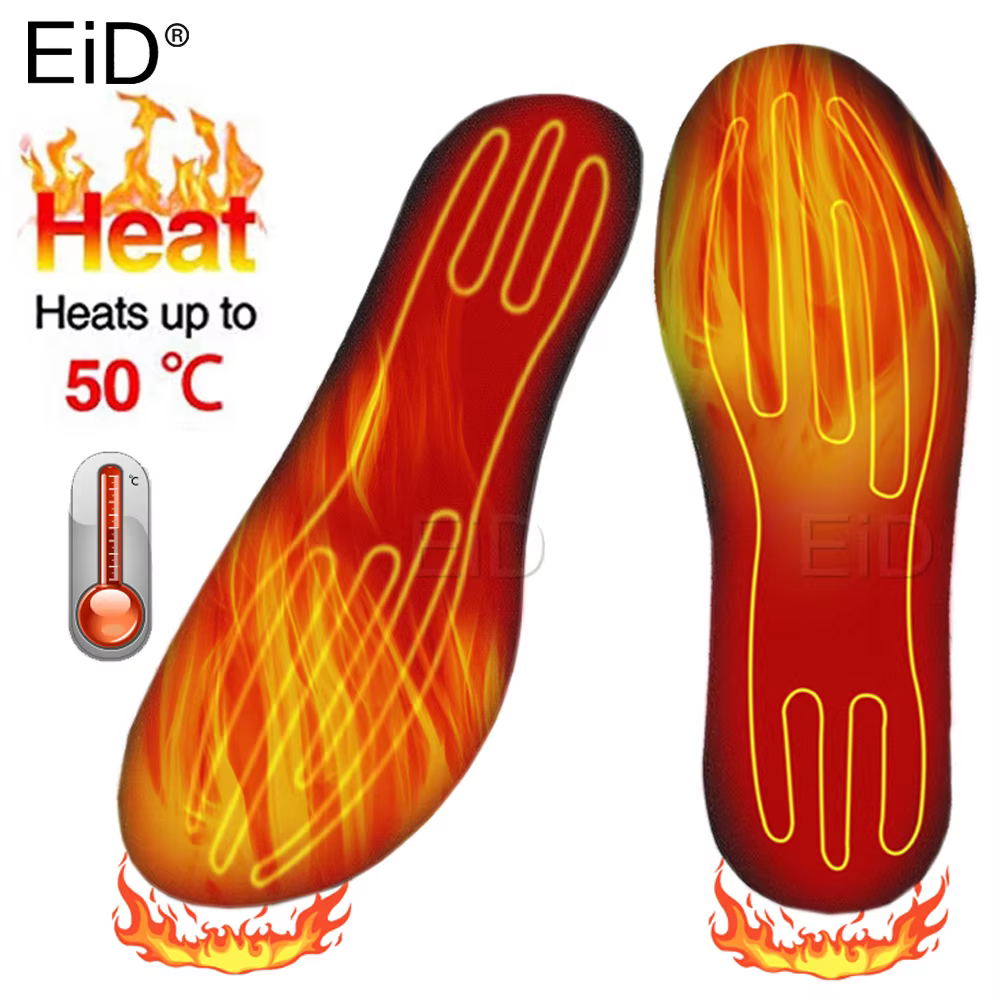 Semelles chauffantes USB unisexe, chaussures chauffantes thermiques, lavables, pour homme et femme