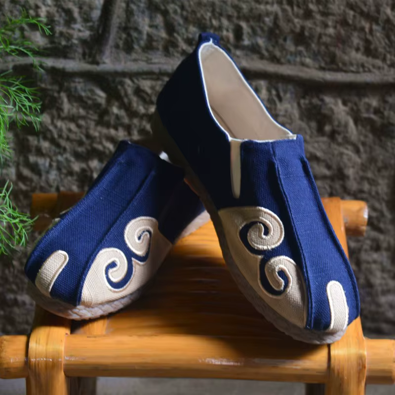 Chaussures en tissu traditionnel de style chinois pour hommes, chaussures décontractées vintage rétr