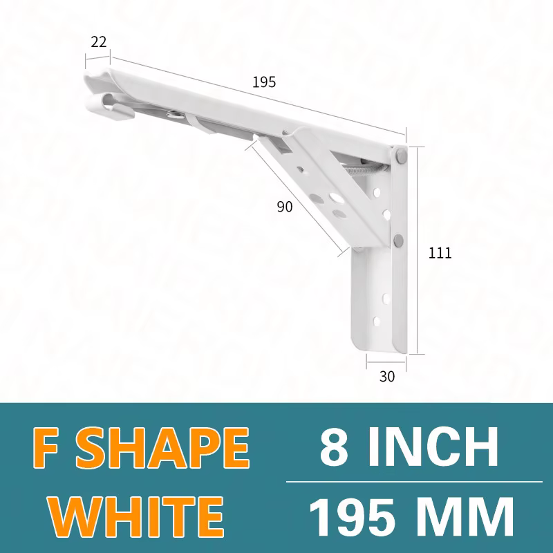 NAIERDI 8-14 pouces 2 pièces Support pliant en acier inoxydable blanc noir Support triangulaire en f