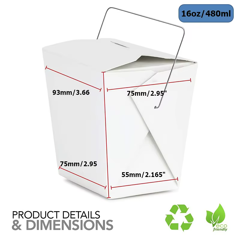 Récipient à emporter avec poignée, papier kraft micro-ondable, boîte à emporter, fuite et graisse, p