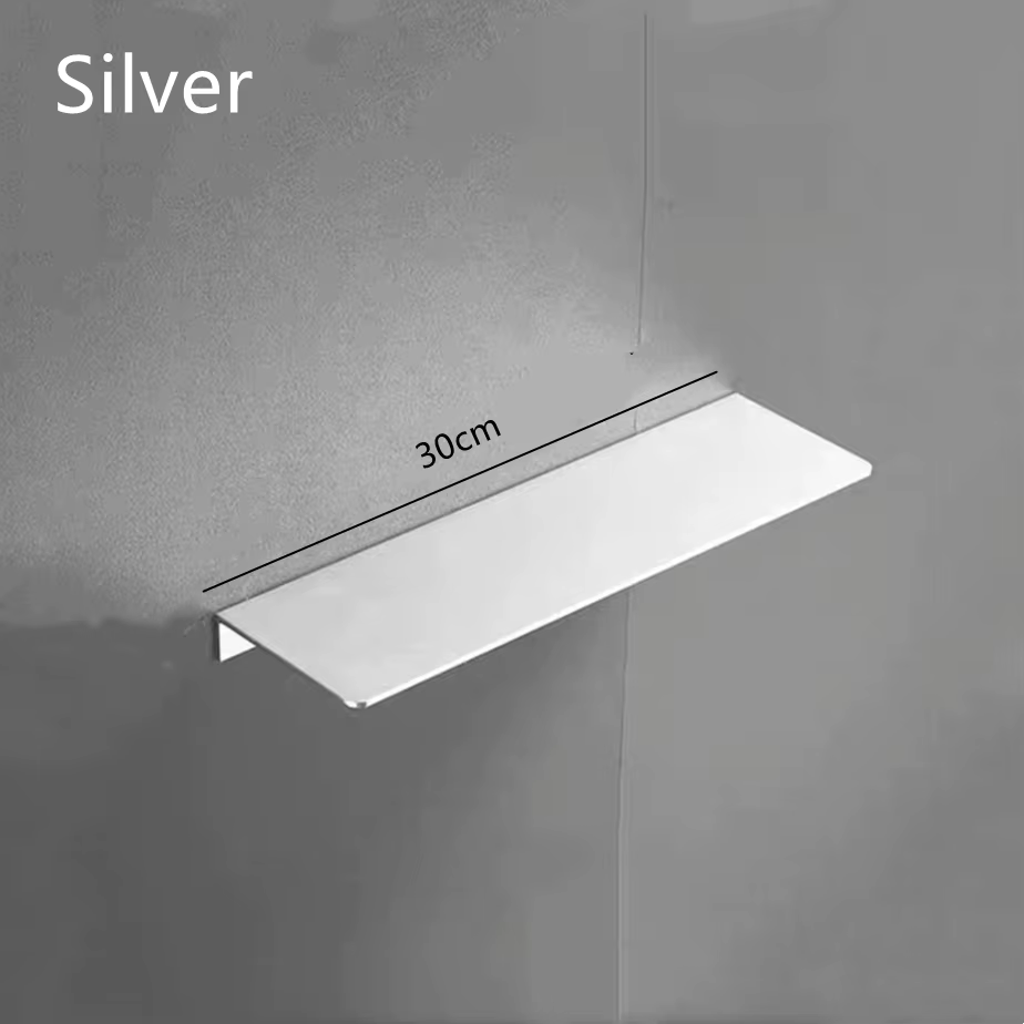 Étagère murale en aluminium brossé argenté, plateau frontal pour miroir de salle de bain, support de