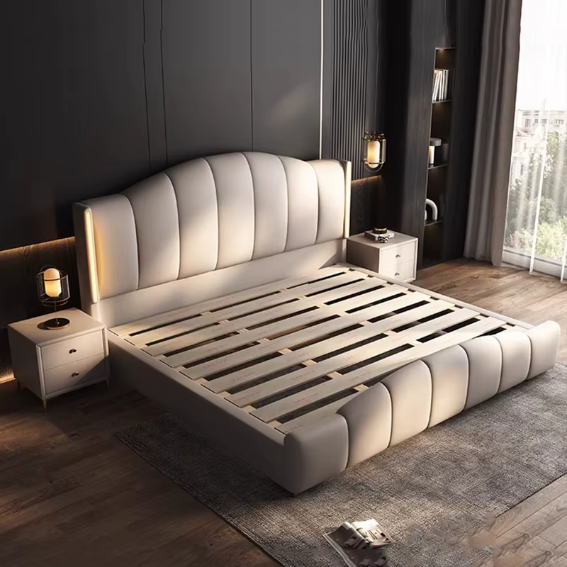 Chevets uniques pour chambre à coucher, lits de luxe nordiques multifonctions, cadre de lit king siz