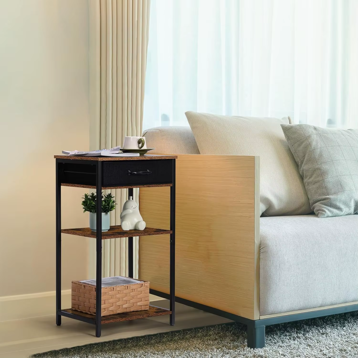 Support d'imprimante T1 blanc avec table de rangement, étagère d'imprimante à 3 niveaux, support d'é