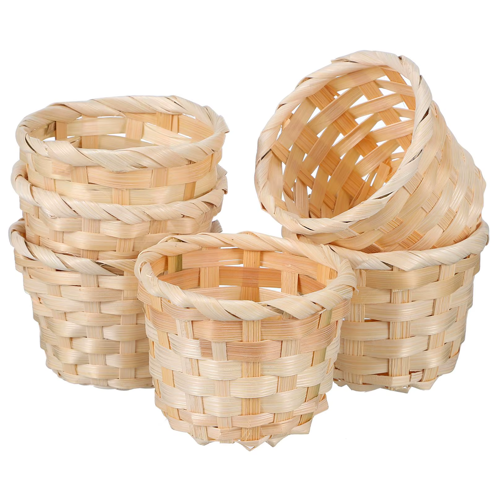 Panier de rangement en bois tissé à la main, 6 pièces, bacs de rangement pour la maison, boîte en ro