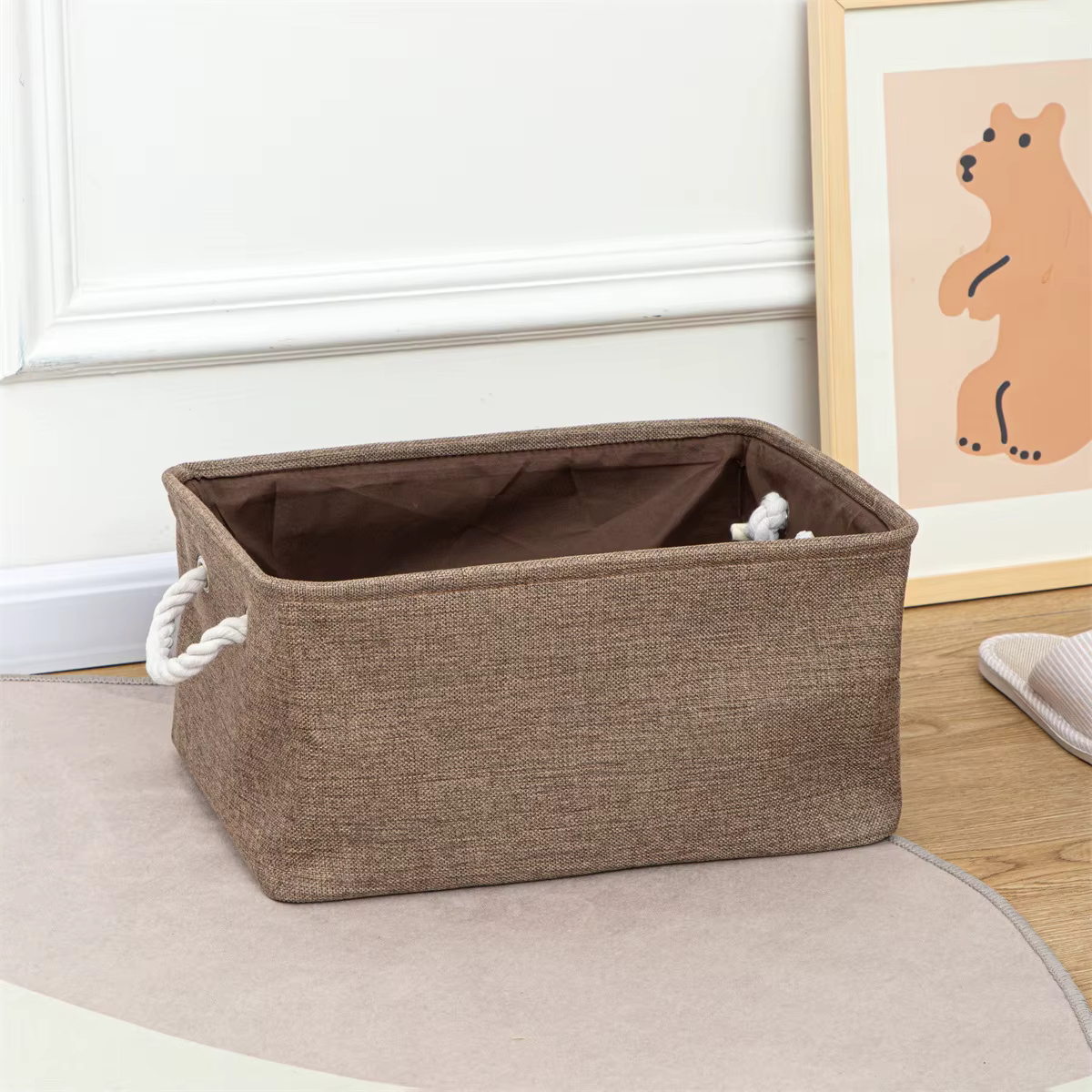 Panier de rangement pliant en lin, armoire en tissu, placard de bureau, chambre à coucher, jouets po