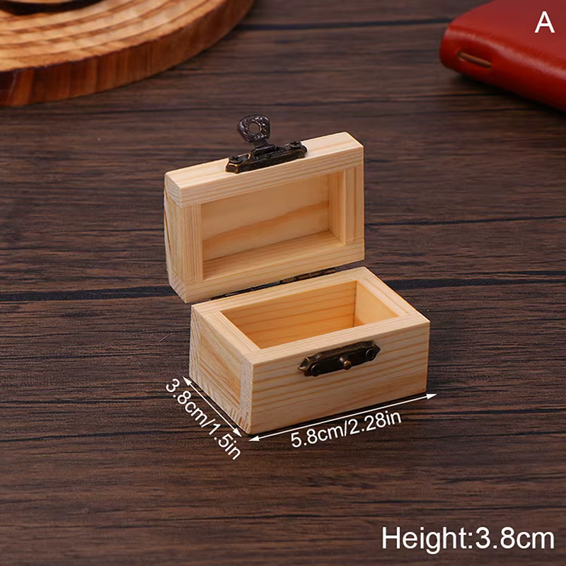 Boîte de montre en bois couleur bûche inachevée, coffre au trésor en bois de pin avec fermoir de ver