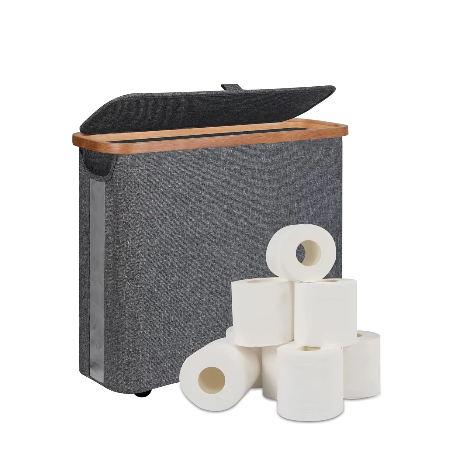 Panier de rangement pour papier toilette avec couvercle, capacité de 12 rouleaux, pliable, grande ca