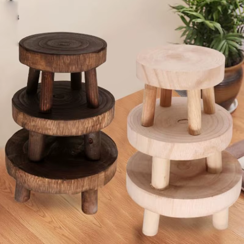Support de plante en bois, support de base de pot de fleur, affichage de fleur de jardin de tabouret