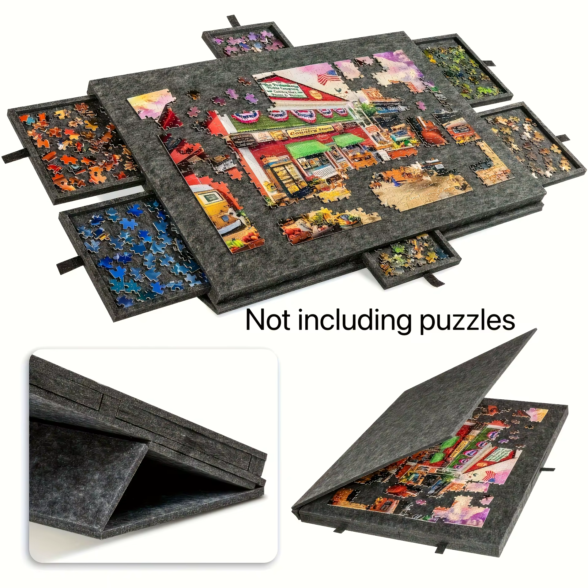 1 ensemble de table de rangement de puzzle gain de place, organisateur à 6 tiroirs avec dessus en fe