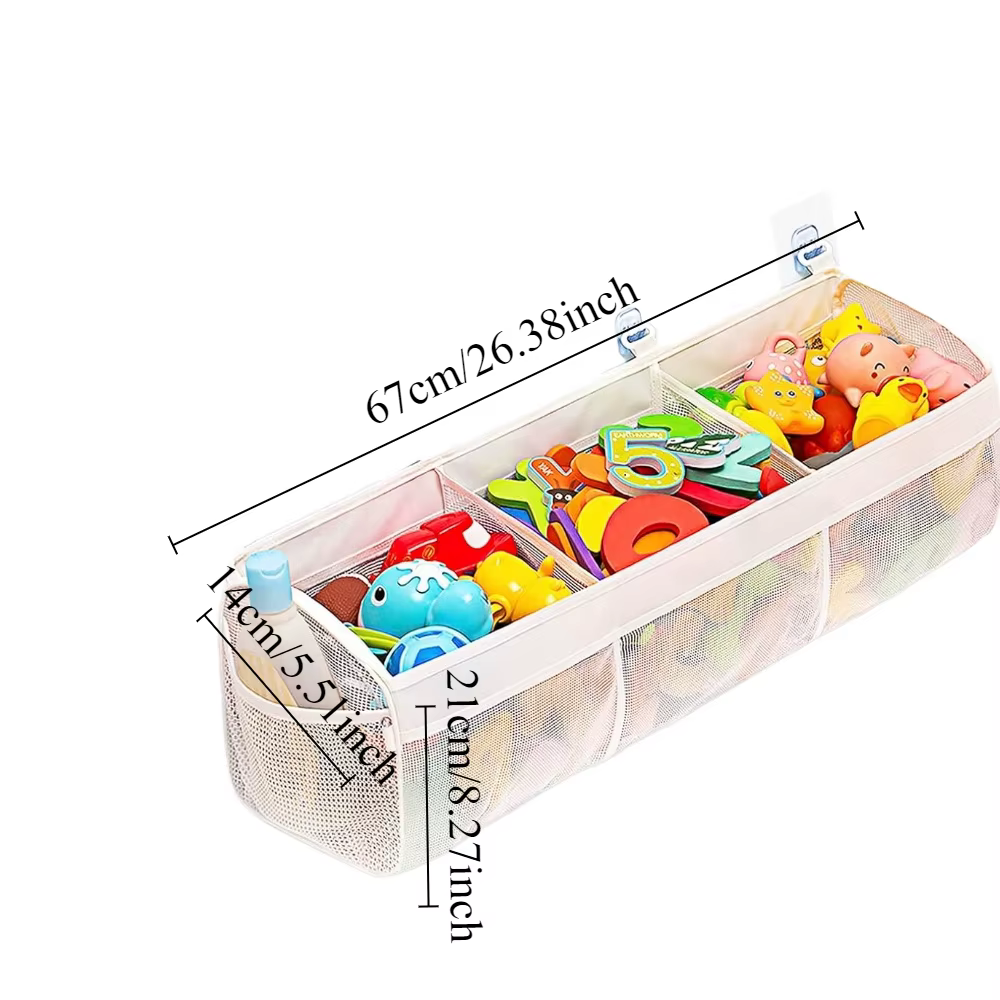 Organisateur de jouets de bain à 3 compartiments, grandes ouvertures horizontales, pour baignoire, r