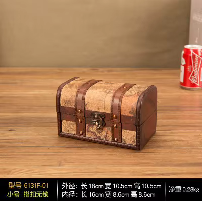 Boîte de rangement en bois rétro créative, style chinois, style européen ancien, coffre en bois clas