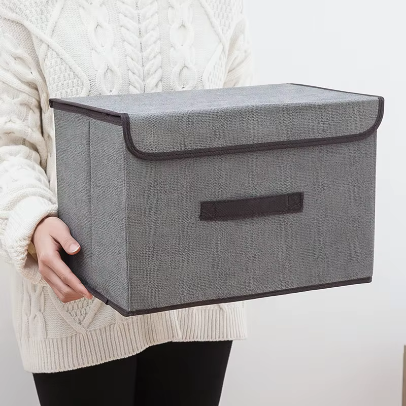 Boîte de rangement en tissu non tissé gris, fournitures pour la maison, vêtements, sous-vêtements, c