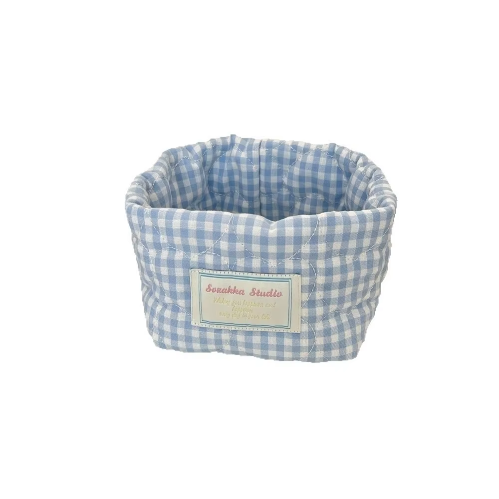 Panier de rangement en tissu à carreaux et rayures, empilable, décoratif, pour la maison, lavable, p