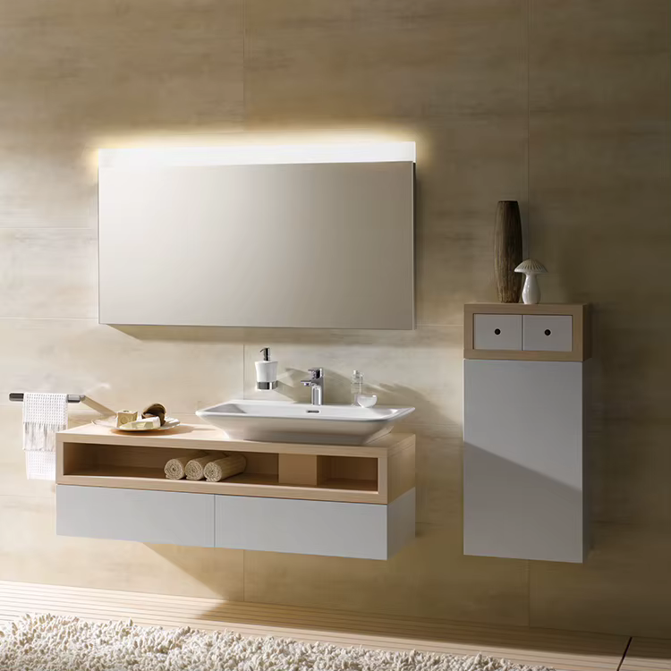 Meuble de salle de bains en marbre de chêne blanc, meuble de salle de bains, Double évier, bon march