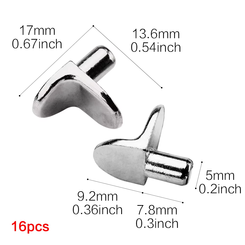 16/32Pcs Cabinet Shelf Pegs Kitchen Cabinet Shelf Clips 5mm 0.2Inch Bracket-Style Shelf Support Pegs