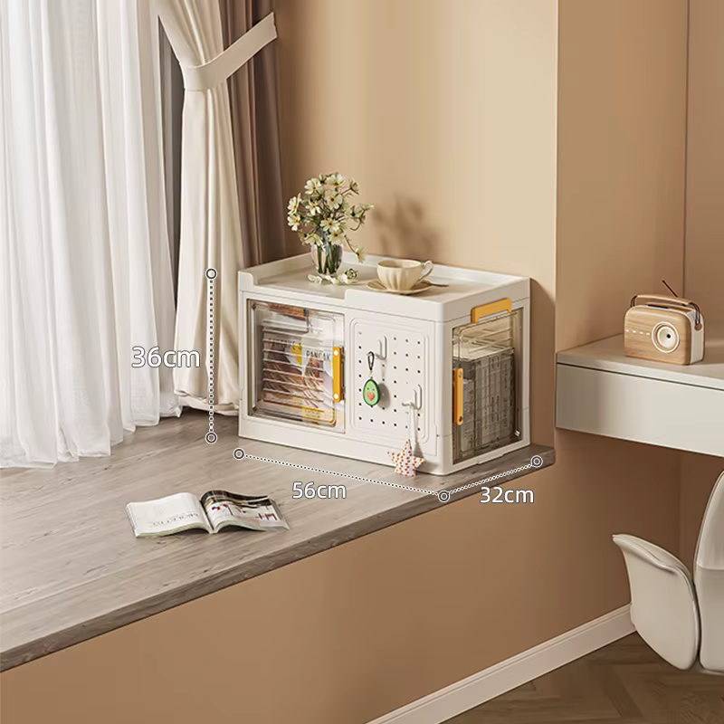 Boîte de Rangement Pliante en Plastique de Grande Capacité, Vêtements de Maison, Livre, Armoire Ouve