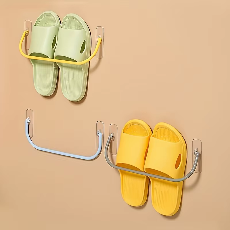 Étagères murales en plastique - Étagère suspendue sans perçage pour chaussures, pantoufles, serviett