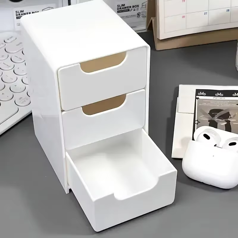 Boîte de rangement cosmétique en plastique à 3 niveaux, organiseur de tiroir pour comptoir, multifon