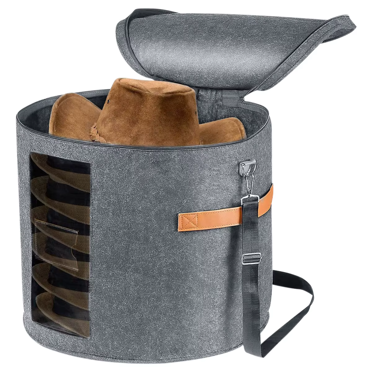 Boîte de rangement pour chapeaux avec couvercle à fermeture éclair, boîte transparente de grande cap