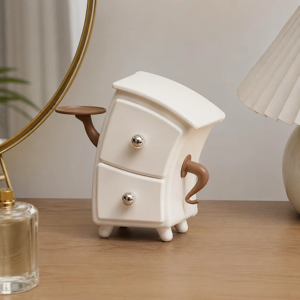Meuble de rangement compact à double tiroir avec plateau supérieur, mini-organisateur de bureau mode