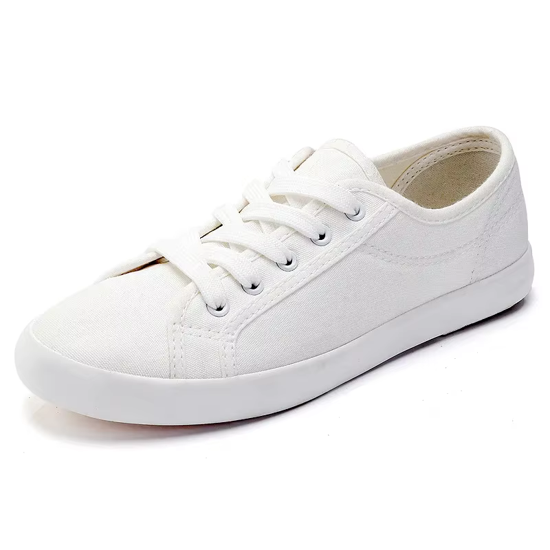 Chaussures en toile blanche unisexes, chaussures vulcanisées d'été décontractées à lacets pour étudi