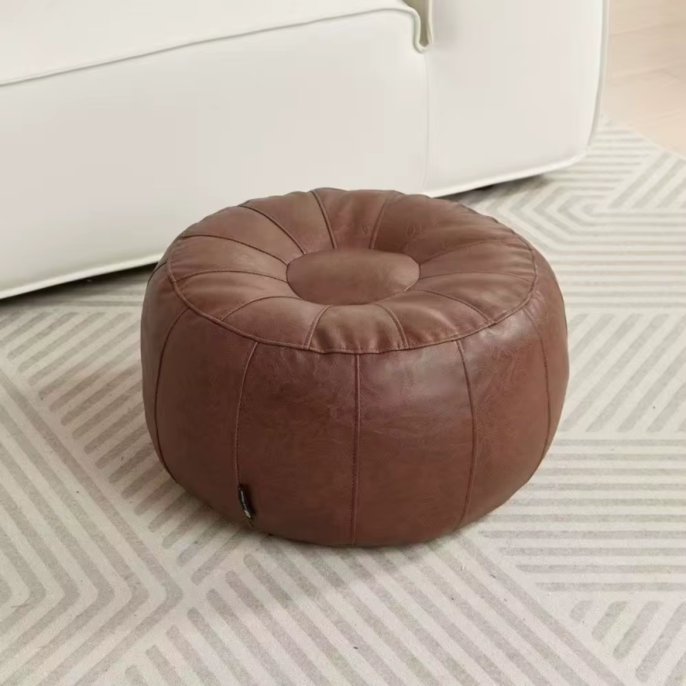 Pouf de rangement minimaliste antidérapant en similicuir, non rembourré, à remplir de vêtements, ban