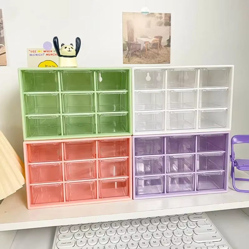 Bureau 9 grilles boîtes de rangement organisateur Transparent petit tiroir cloisonné bureau d'étudia