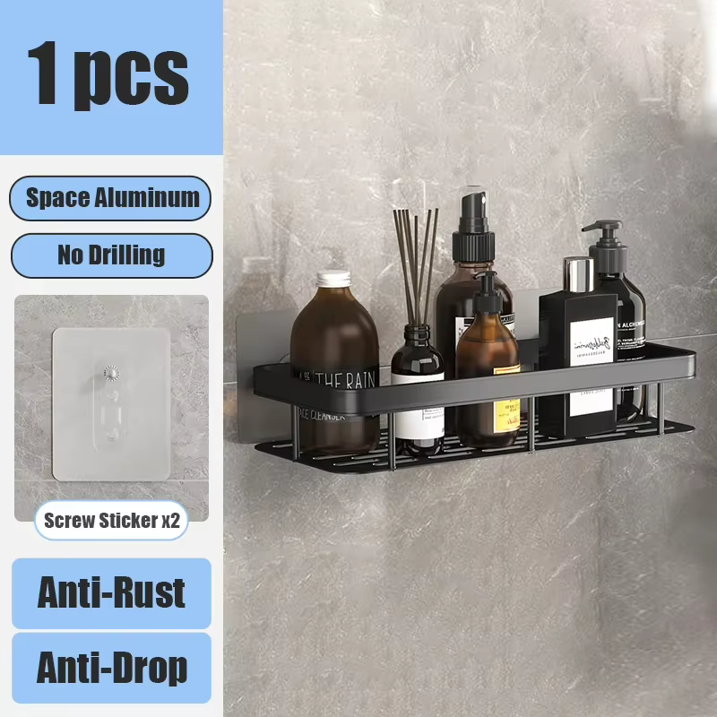 Étagère de salle de bain, organisateur de rangement de maquillage, support de shampoing en alliage d