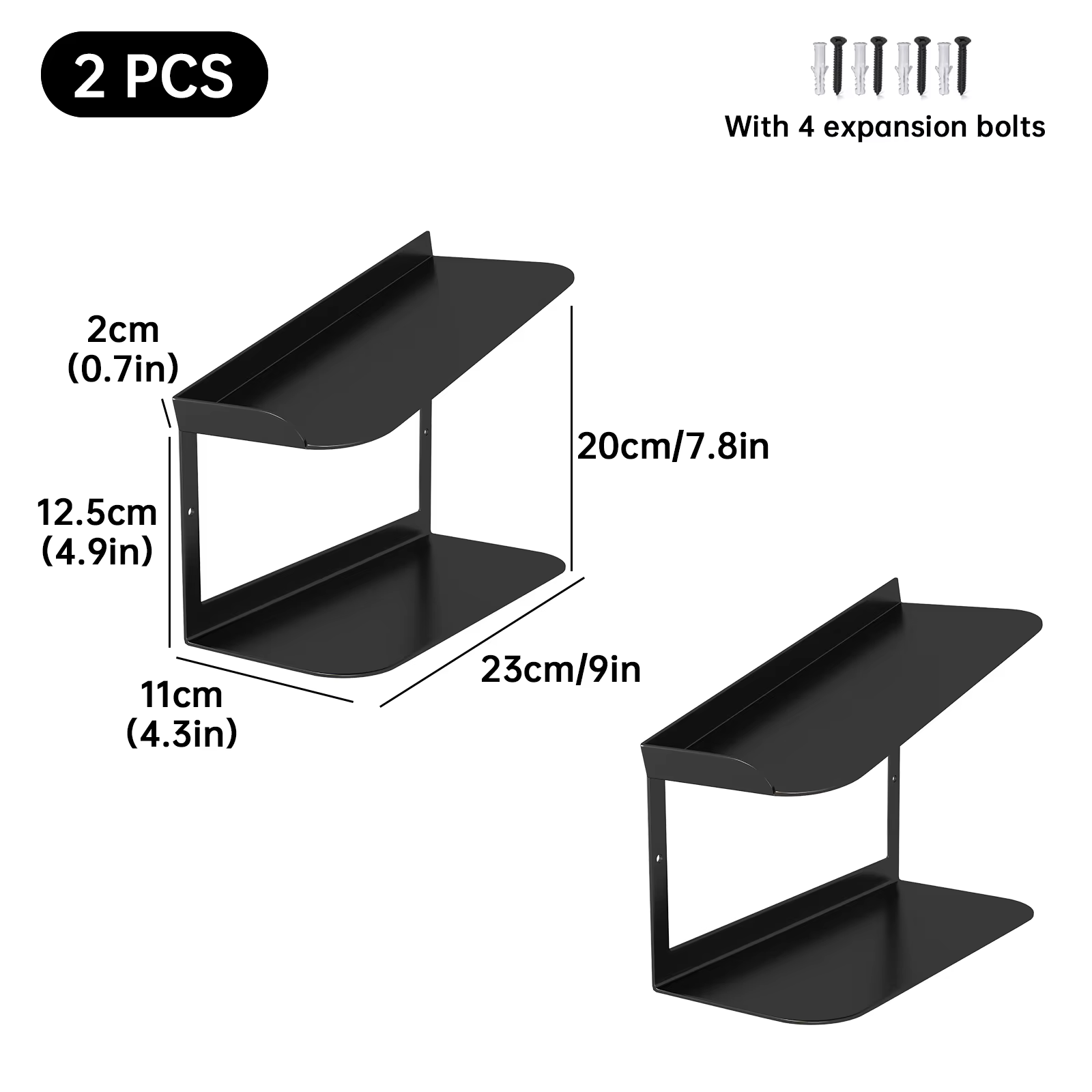 2 pièces/3 pièces/4 pièces noir étagère à chaussures murale porte-chaussures flottant tenture murale