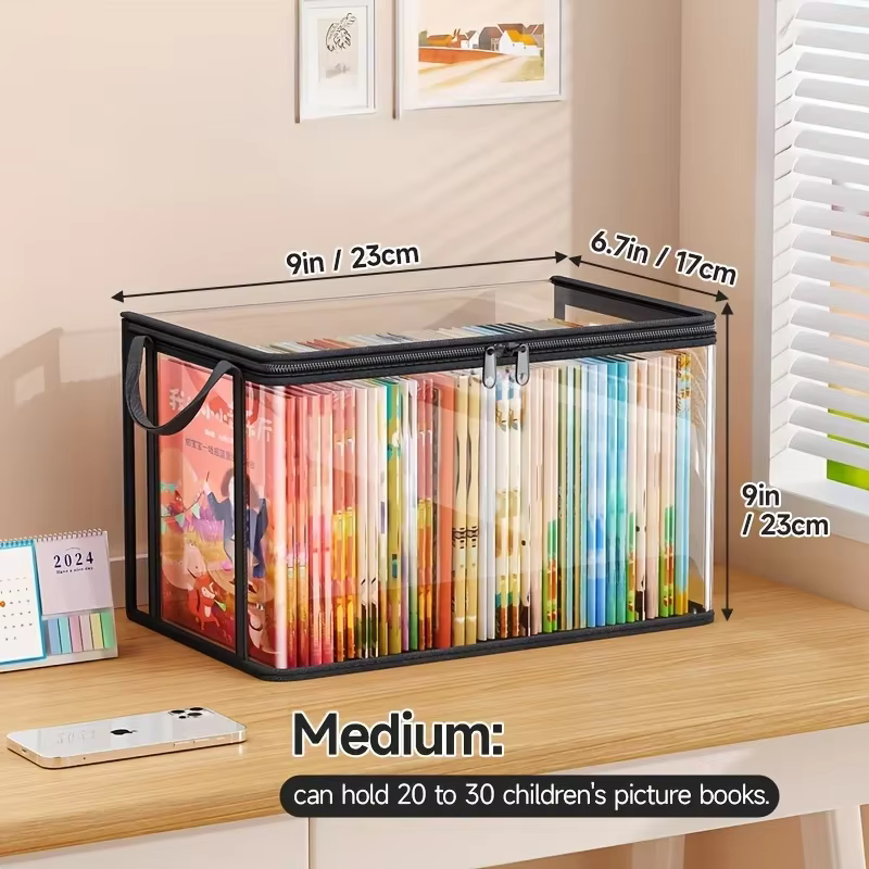 Sac de rangement en PVC avec couvercle rabattable et fenêtre de visualisation, organisateur rectangu