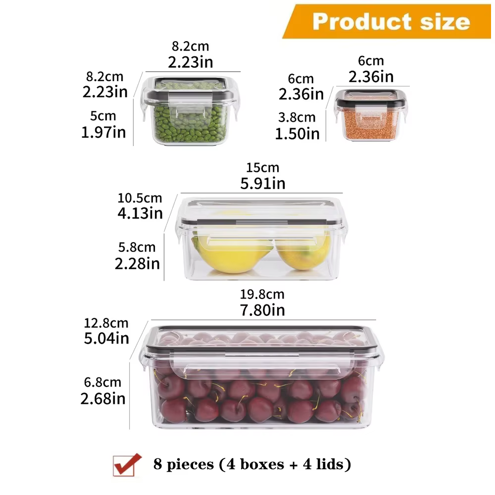 8 boîtes de conservation alimentaire hermétiques, boîtes à lunch, accessoires de cuisine, gadgets, o
